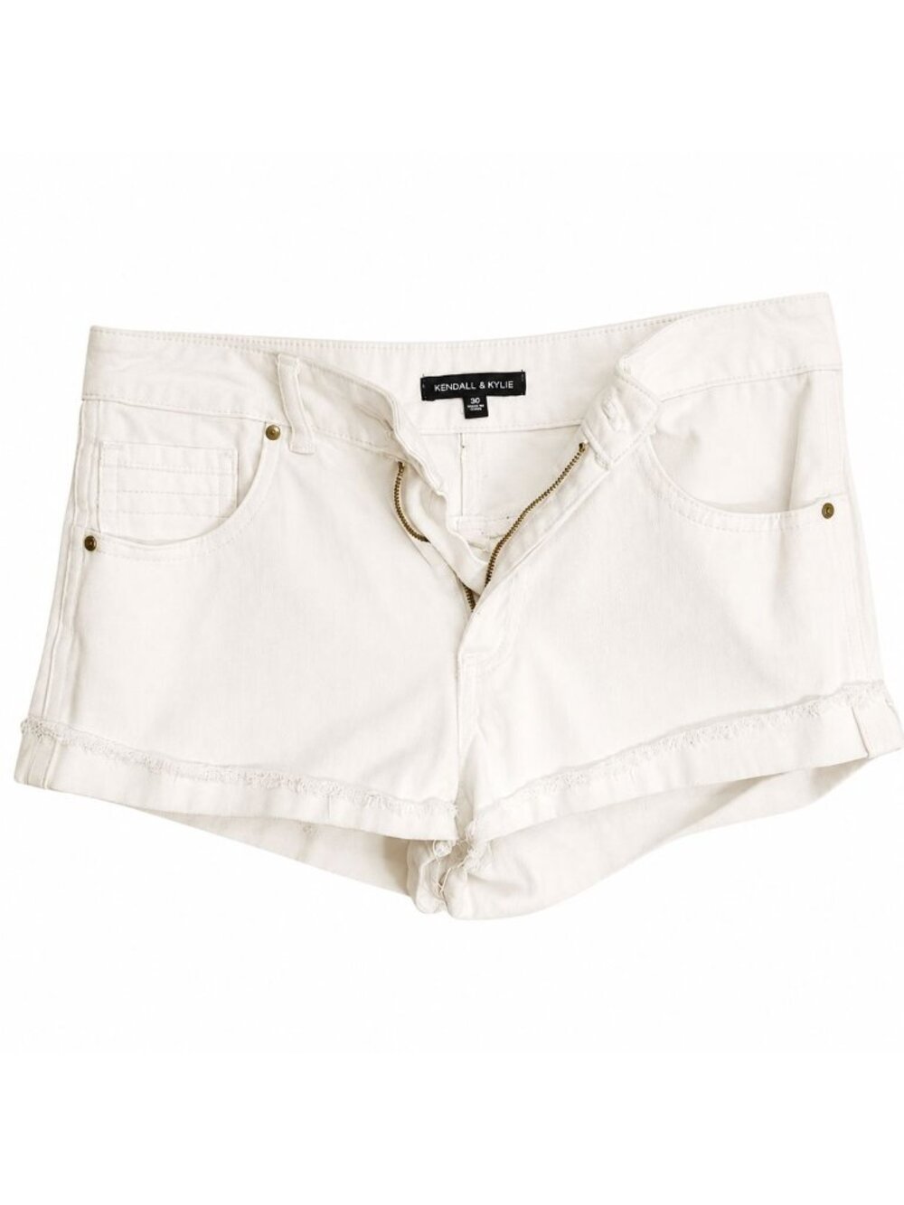 Kendall & Kylie White Denim Frayed Hem Shorts Size 26 Casual Summer Wear